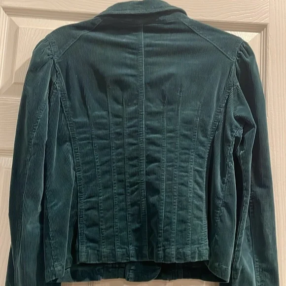 By Anthropologie Hunter Green Long Sleeve Corduroy Cropped Blazer! - Picture 7 of 11